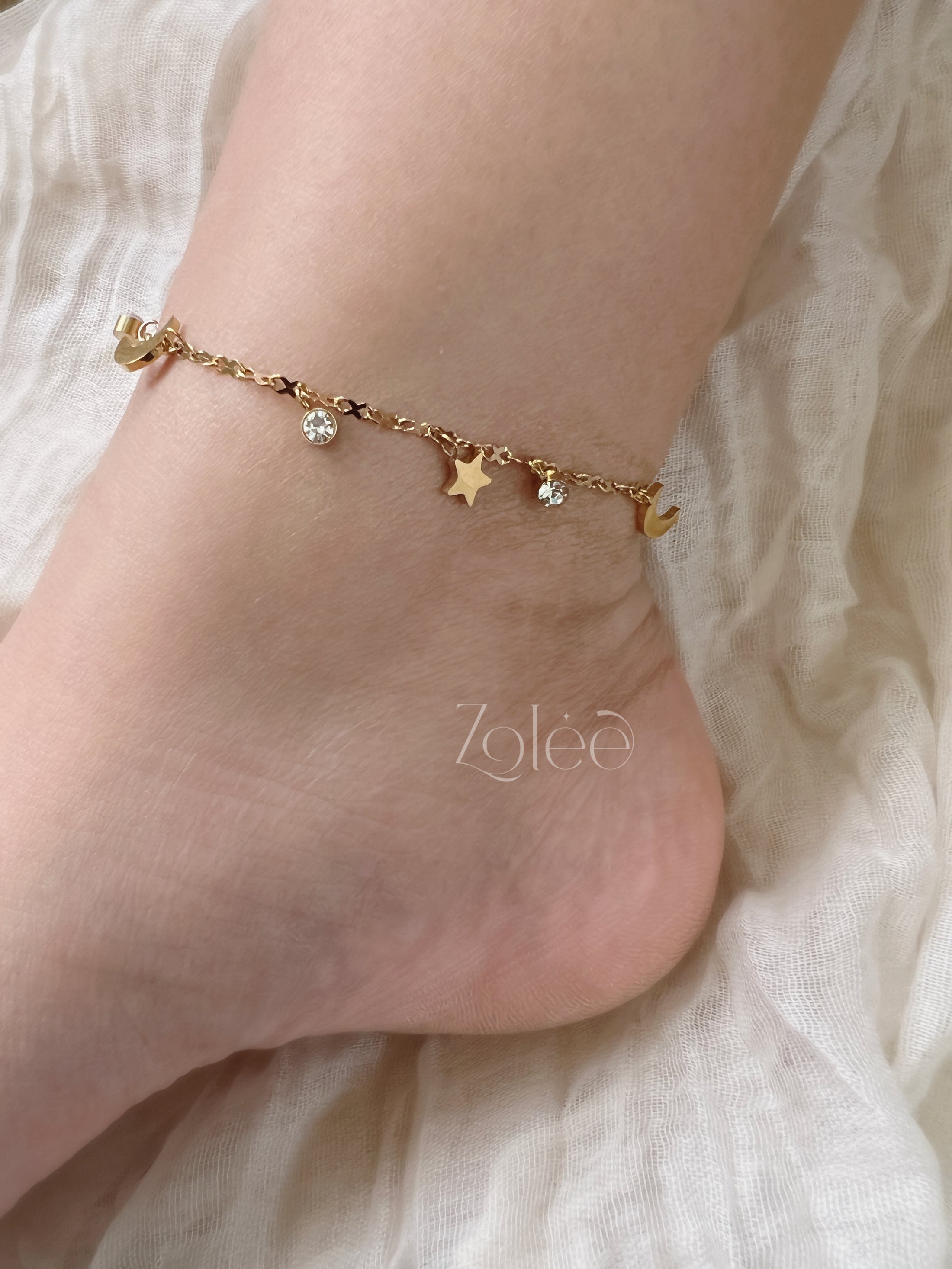 Moon & star lux anklet