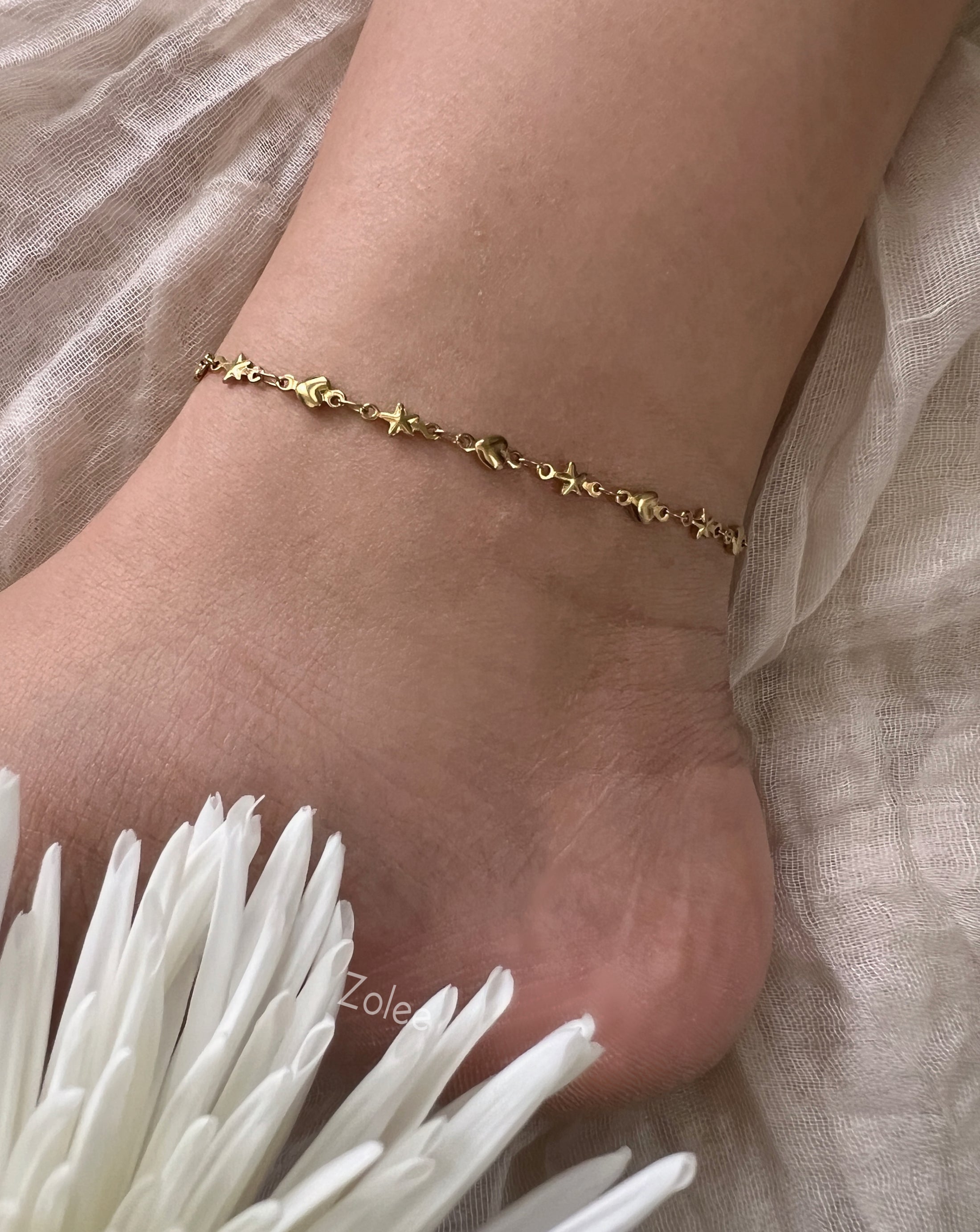 Star & hearts anklet