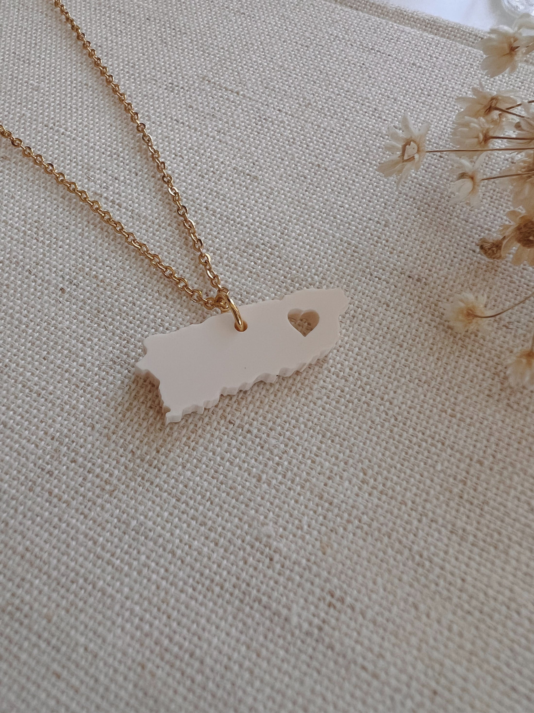 Heart PR Map necklace